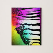 Rainbow Vibrant Sky Over Zwart Silhouet Bomen Legpuzzel (Verticaal)
