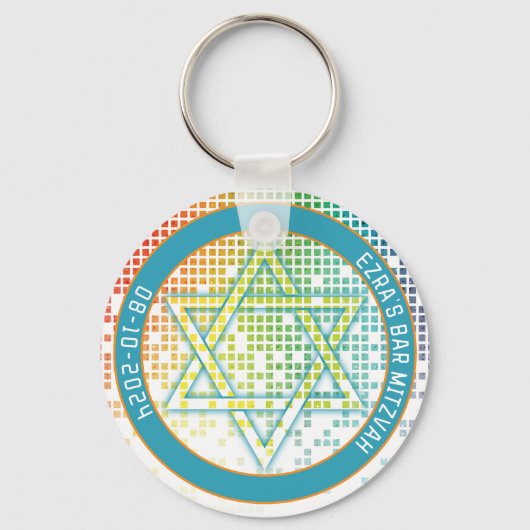 Rainbow Video Game Gamer Bar Mitzvah Sleutelhanger (Voorkant)