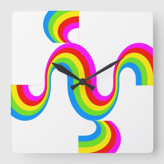 RAINBOW VIERKANTE KLOK (Voorkant)
