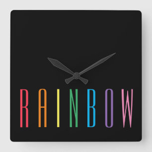 RAINBOW Vierkante Wandklok / Zwart Klok