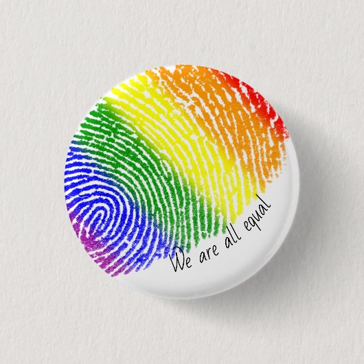 Rainbow vingerafdruk gelijk statement badge ronde button 3,2 cm (Voorkant)