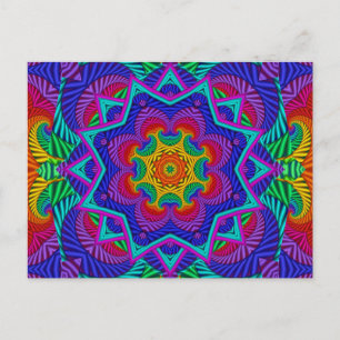 Rainbow Vintage Psychedelic Fractal Kaleidoscope Briefkaart