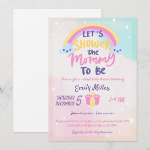 Rainbow Virtual Baby shower Invitation Kaart