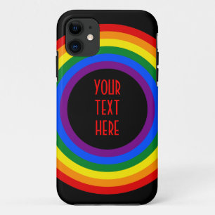 RAINBOW VLAG BUTTON + uw teken of tekst iPhone 11 Hoesje