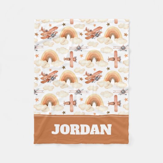 Rainbow-vliegtuigpatroon voor de Waterverf van Cut Fleece Deken (Voorkant)