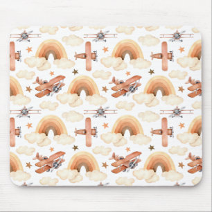 Rainbow-vliegtuigpatroon voor de Waterverf van Cut Muismat