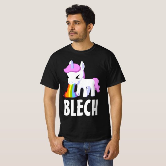 RAINBOW VOMIT UNICORN FUNNY Dark T-Shirts (Voorkant volledig)