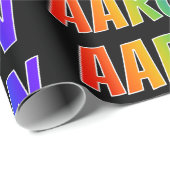 Rainbow Voornaam "AARON"; vun & kleurrijk Cadeaupapier (Rol Hoek)