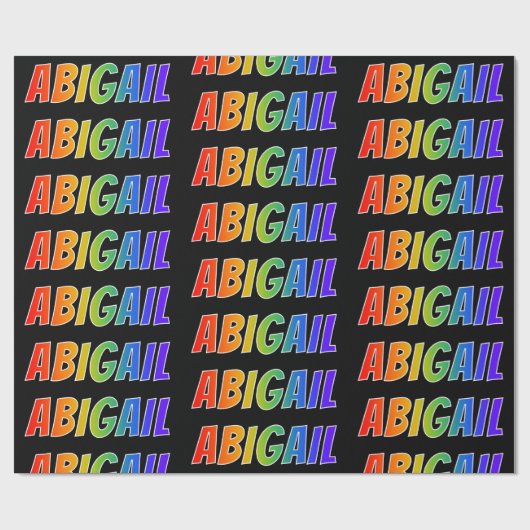 Rainbow Voornaam "ABIGAIL"; vun en kleurrijk Cadeaupapier (Vlak)