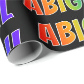 Rainbow Voornaam "ABIGAIL"; vun en kleurrijk Cadeaupapier (Rol Hoek)