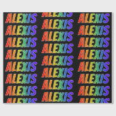 Rainbow Voornaam "ALEXIS"; vun en kleurrijk Cadeaupapier (Vlak)