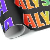 Rainbow Voornaam "ALYSSA"; vun en kleurrijk Cadeaupapier (Rol Hoek)