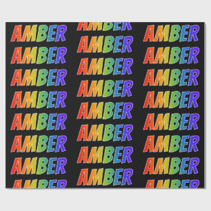 Rainbow Voornaam "AMBER"; vun en kleurrijk Cadeaupapier