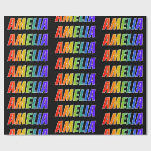 Rainbow Voornaam "AMELIA"; vun en kleurrijk Cadeaupapier