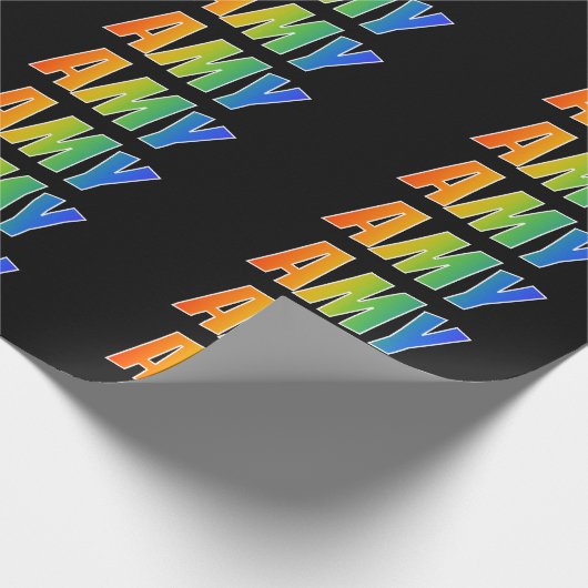 Rainbow Voornaam "AMY"; vun & kleurrijk Cadeaupapier (Hoek)