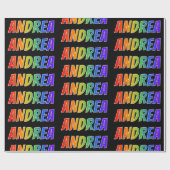 Rainbow Voornaam "ANDREA"; vun en kleurrijk Cadeaupapier (Vlak)