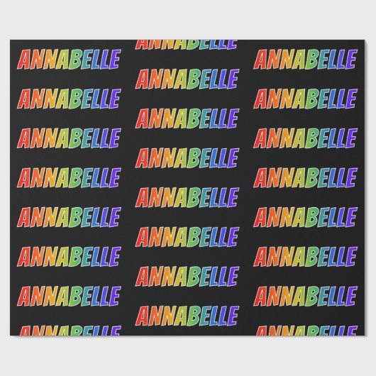 Rainbow Voornaam "ANNABELLE"; vun & kleurrijk Cadeaupapier (Vlak)
