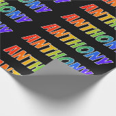 Rainbow Voornaam "ANTHONY"; vun en kleurrijk Cadeaupapier (Hoek)