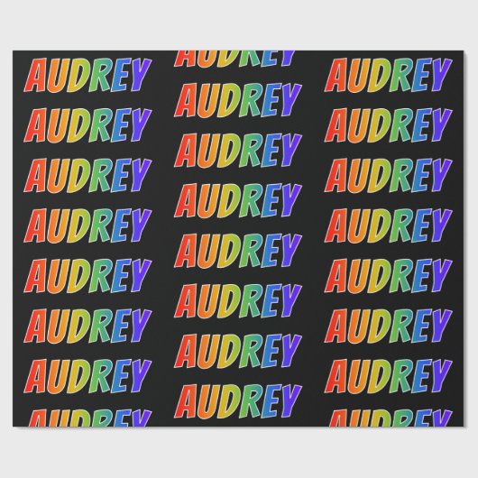 Rainbow Voornaam "AUDREY"; vun en kleurrijk Cadeaupapier (Vlak)