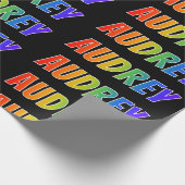 Rainbow Voornaam "AUDREY"; vun en kleurrijk Cadeaupapier (Hoek)