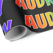 Rainbow Voornaam "AUDREY"; vun en kleurrijk Cadeaupapier (Rol Hoek)