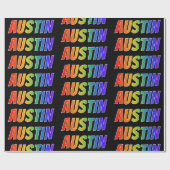 Rainbow Voornaam "AUSTIN"; vun en kleurrijk Cadeaupapier (Vlak)