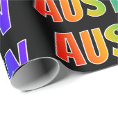 Rainbow Voornaam "AUSTIN"; vun en kleurrijk Cadeaupapier (Rol Hoek)