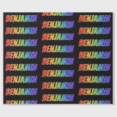 Rainbow Voornaam "BENJAMIN"; vun en kleurrijk Cadeaupapier (Vlak)