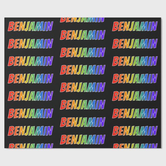 Rainbow Voornaam "BENJAMIN"; vun en kleurrijk Cadeaupapier (Vlak)