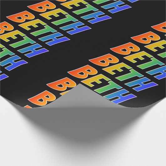Rainbow Voornaam "BETH"; vun & kleurrijk Cadeaupapier (Hoek)