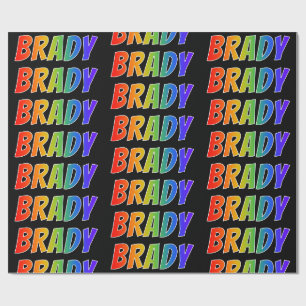Rainbow Voornaam "BRADY"; vun & kleurrijk Cadeaupapier