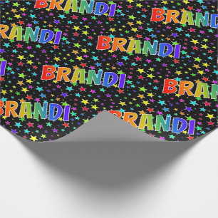 Rainbow voornaam "BRANDI" + sterren Cadeaupapier