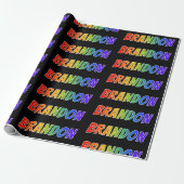 Rainbow Voornaam "BRANDON"; vun en kleurrijk Cadeaupapier (Uitgerold)