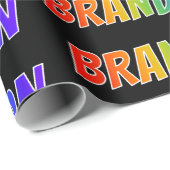 Rainbow Voornaam "BRANDON"; vun en kleurrijk Cadeaupapier (Rol Hoek)