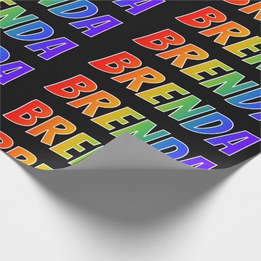 Rainbow Voornaam "BRENDA"; vun & kleurrijk Cadeaupapier (Hoek)