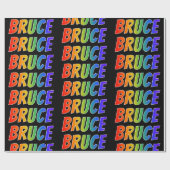 Rainbow Voornaam "BRUCE"; vun en kleurrijk Cadeaupapier (Vlak)
