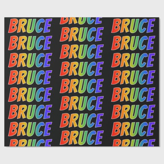 Rainbow Voornaam "BRUCE"; vun en kleurrijk Cadeaupapier (Vlak)