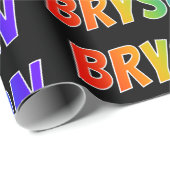 Rainbow Voornaam "BRYSON"; vun en kleurrijk Cadeaupapier (Rol Hoek)