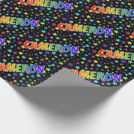 Rainbow Voornaam "CAMERON" + sterren Cadeaupapier (Hoek)