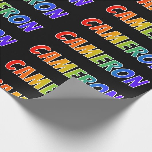 Rainbow Voornaam "CAMERON"; vun en kleurrijk Cadeaupapier (Hoek)