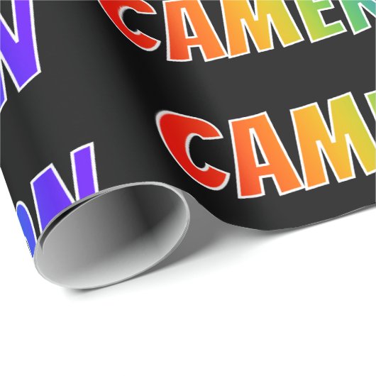 Rainbow Voornaam "CAMERON"; vun en kleurrijk Cadeaupapier (Rol Hoek)
