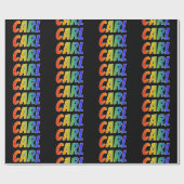 Rainbow Voornaam "CARL"; vun en kleurrijk Cadeaupapier (Vlak)