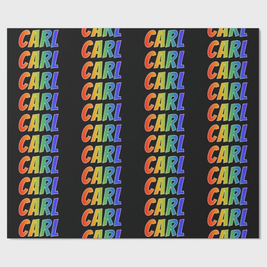 Rainbow Voornaam "CARL"; vun en kleurrijk Cadeaupapier (Vlak)