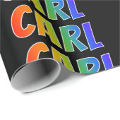 Rainbow Voornaam "CARL"; vun en kleurrijk Cadeaupapier (Rol Hoek)