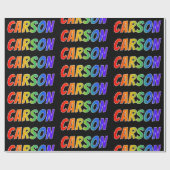 Rainbow Voornaam "CARSON"; vun & kleurrijk Cadeaupapier (Vlak)