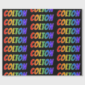 Rainbow Voornaam "COLTON"; vun en kleurrijk Cadeaupapier (Vlak)