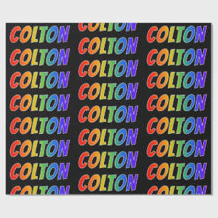 Rainbow Voornaam "COLTON"; vun en kleurrijk Cadeaupapier