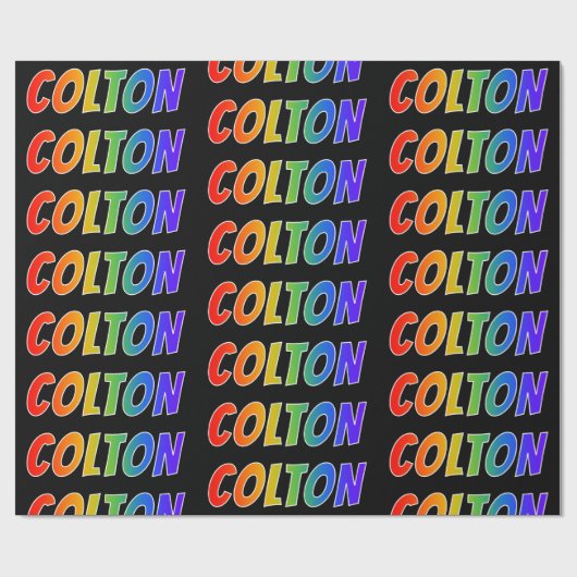 Rainbow Voornaam "COLTON"; vun en kleurrijk Cadeaupapier (Vlak)