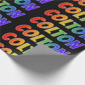 Rainbow Voornaam "COLTON"; vun en kleurrijk Cadeaupapier (Hoek)