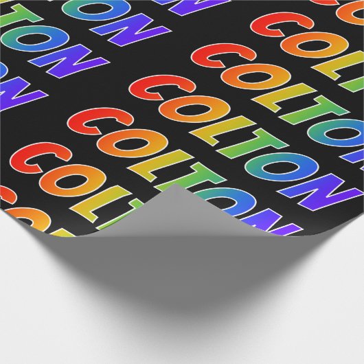 Rainbow Voornaam "COLTON"; vun en kleurrijk Cadeaupapier (Hoek)